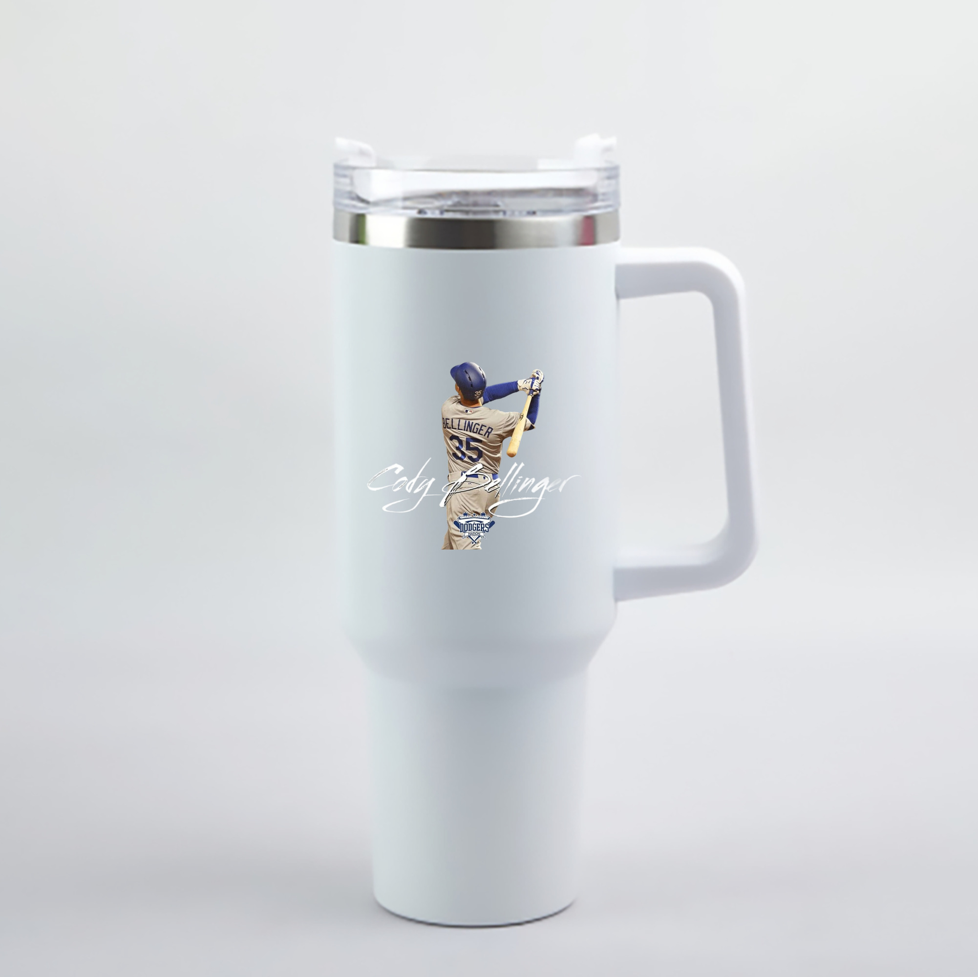 Cody Bellinger 3 40oz Handle Car Cup With Crystal Sticker Design – Durable Stainless Steel Travel Mug With Reusable Straw – Double Wall Insulated