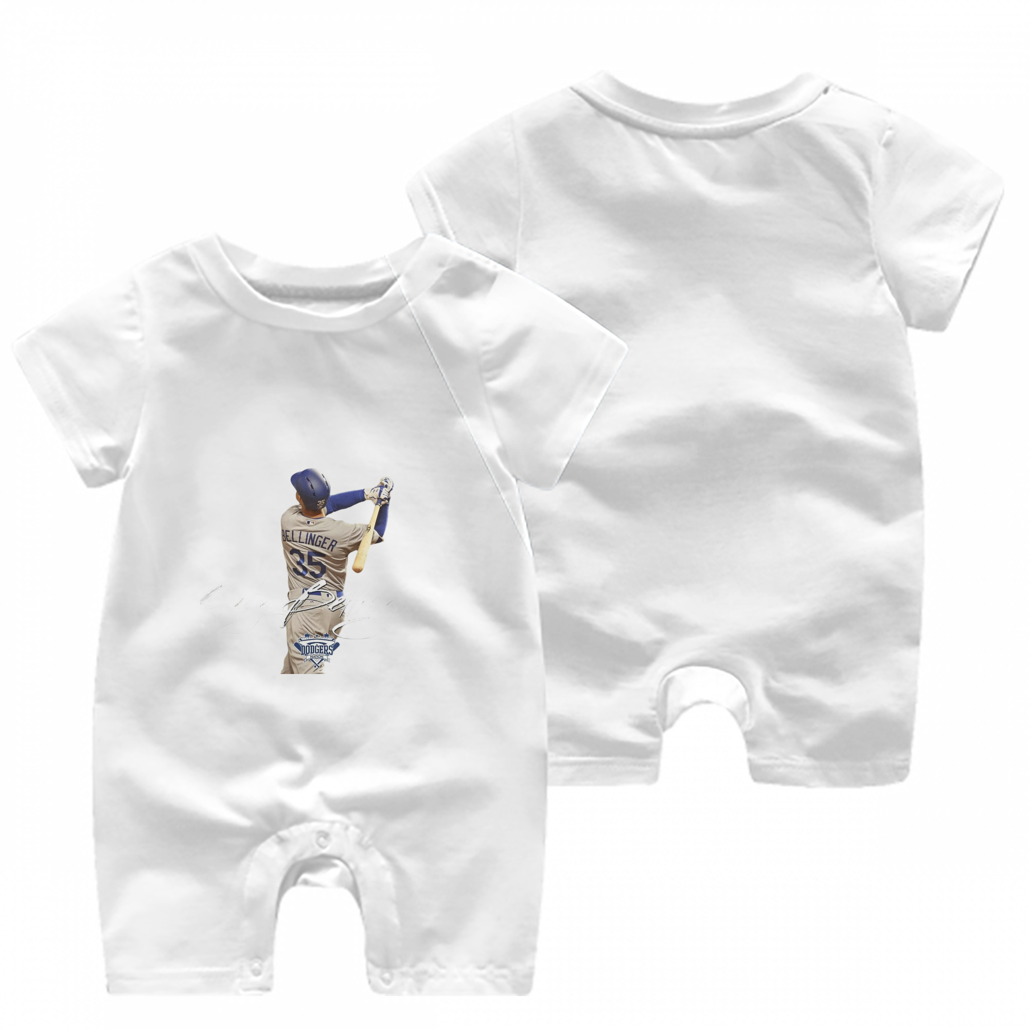 Cody Bellinger 3 Baby Short Sleeve Onesie – 100% Cotton Soft & Breathable Digital Print Romper – Double-Sided Print, Snap Closure For Easy Diaper Changes – Comfortable For Boys & Girls