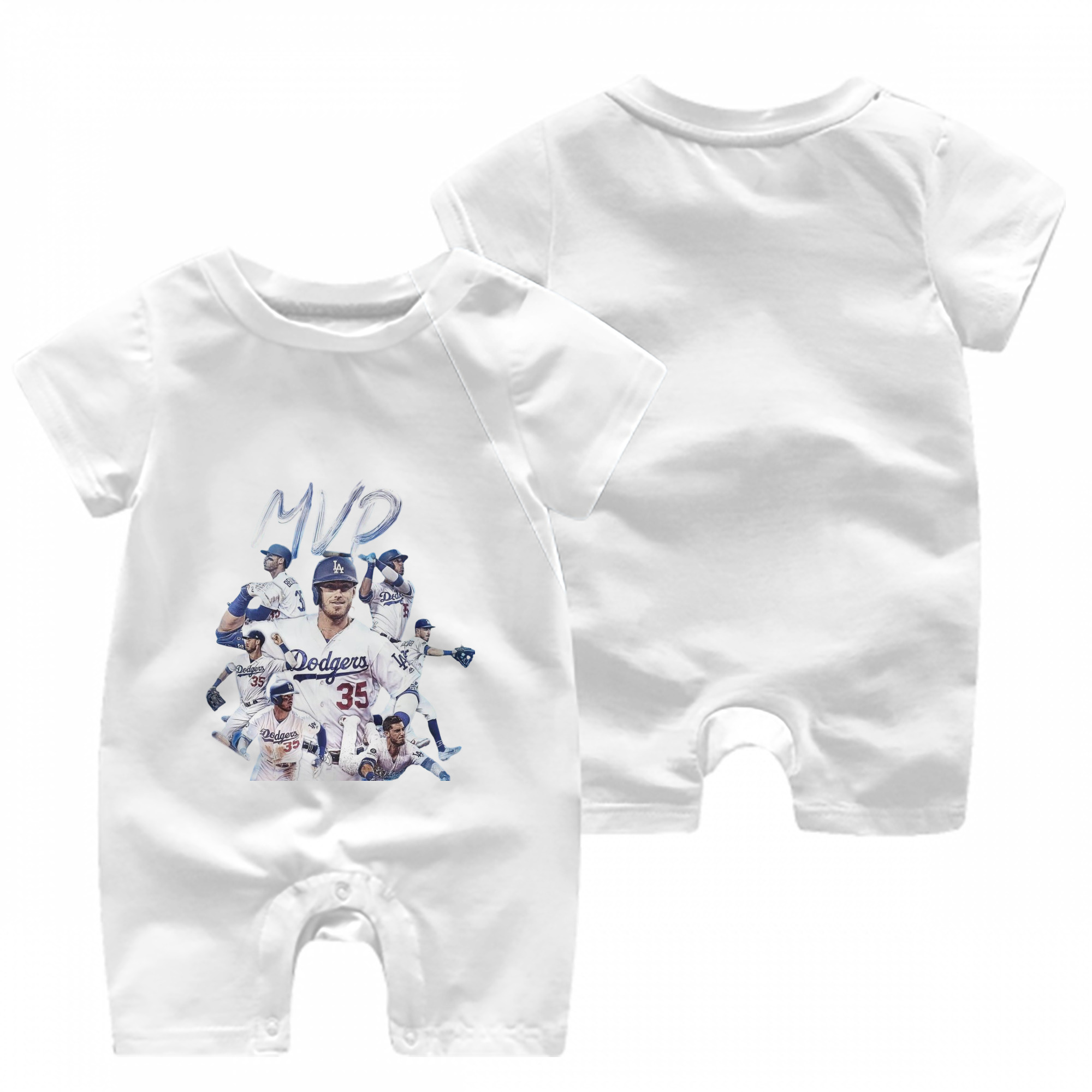 Cody Bellinger 4 Baby Short Sleeve Onesie – 100% Cotton Soft & Breathable Digital Print Romper – Double-Sided Print, Snap Closure For Easy Diaper Changes – Comfortable For Boys & Girls