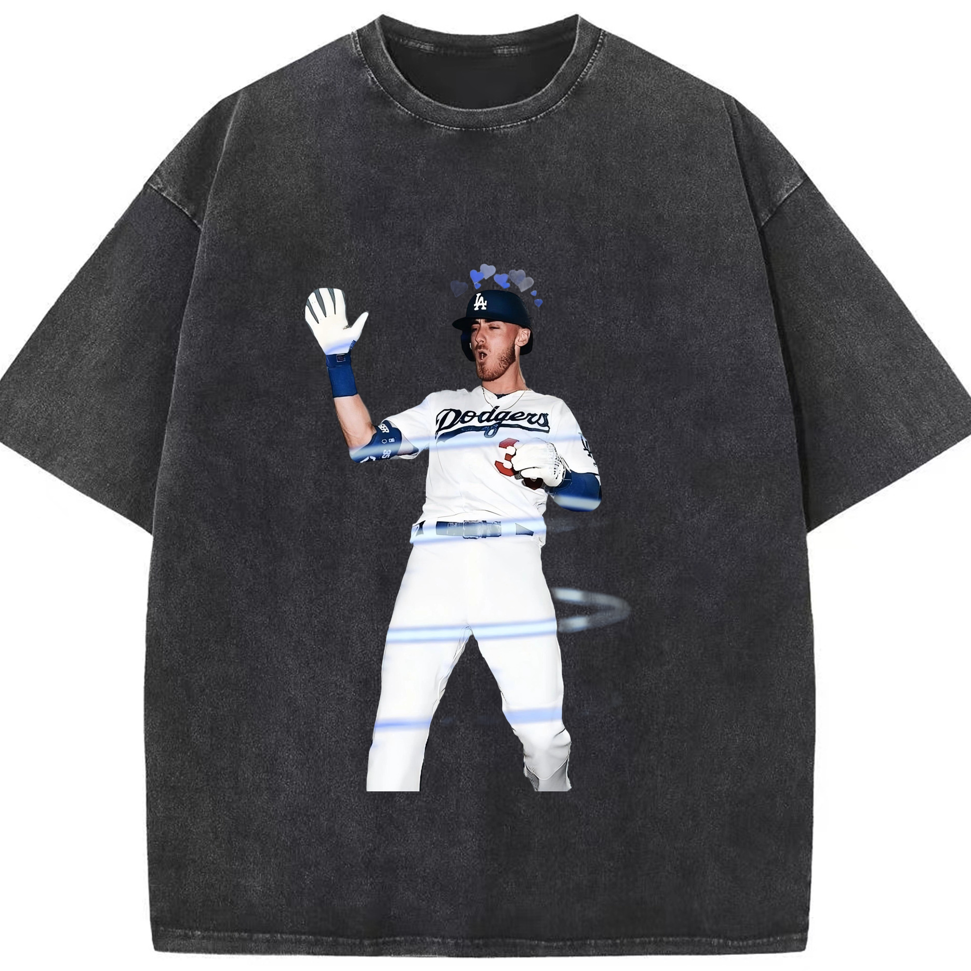 Cody Bellinger 1 Washed Vintage Look 230g Cotton Oversized T-Shirt With Front Heat Transfer Print – Soft, Lightweight, Stylish Fit – Comfortable Casual Wear For Sports & Everyday Use