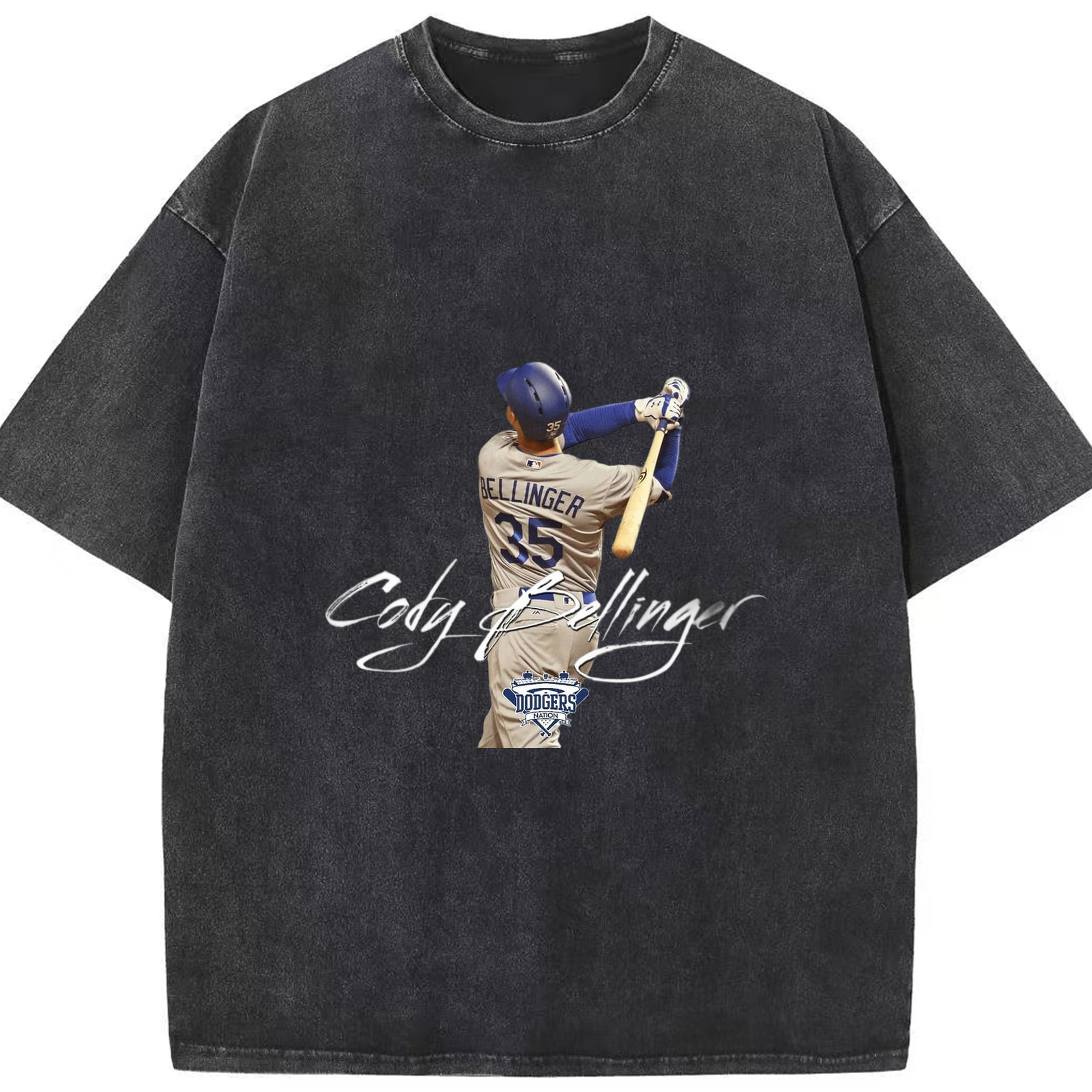 Cody Bellinger 3 Washed Vintage Look 230g Cotton Oversized T-Shirt With Front Heat Transfer Print – Soft, Lightweight, Stylish Fit – Comfortable Casual Wear For Sports & Everyday Use