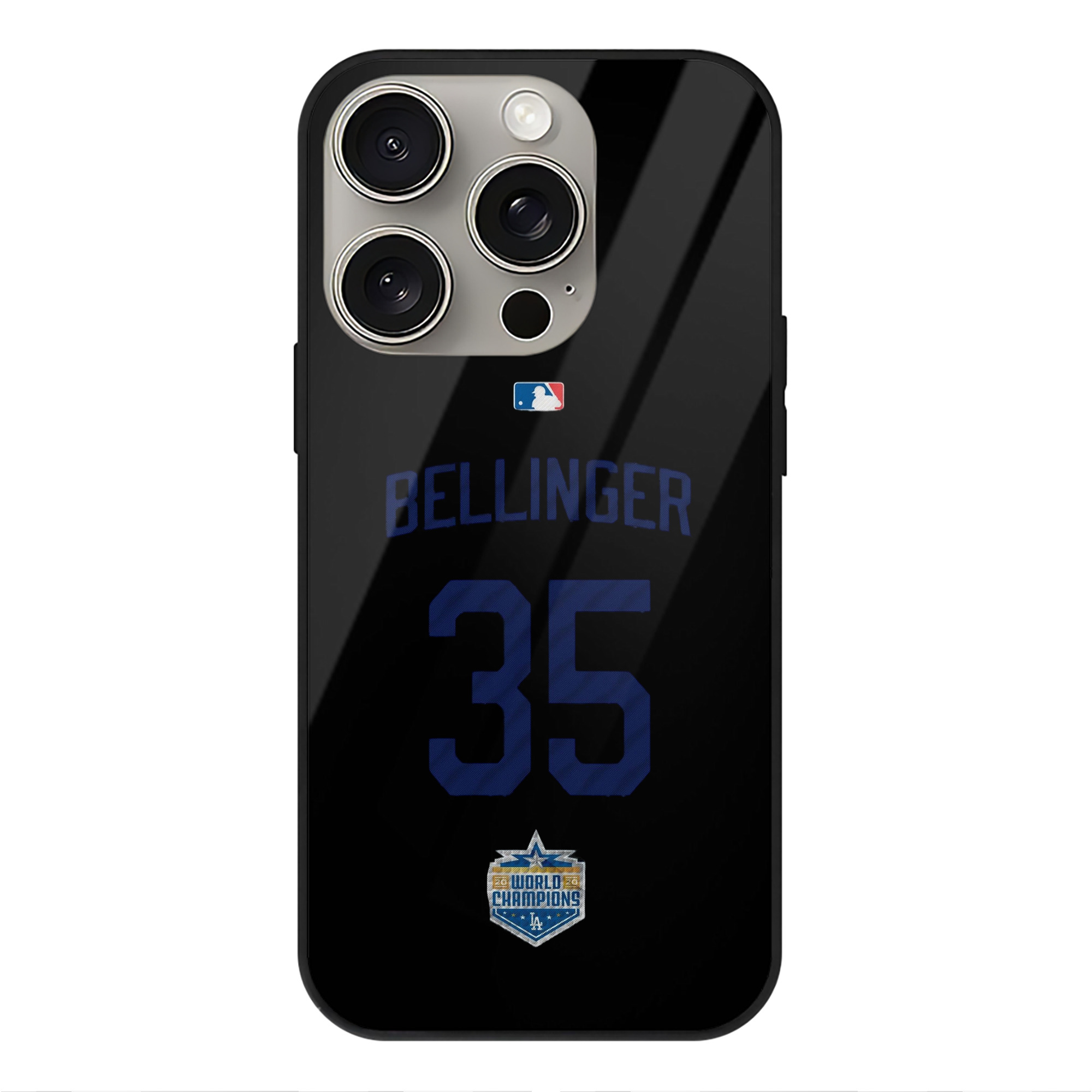 Cody Bellinger 2 IPhone 15 Pro Mirror Phone Case – UV Printed Glass + TPU – Scratch-Resistant, Wireless Charging Compatible, Precise Fit & Stylish Design