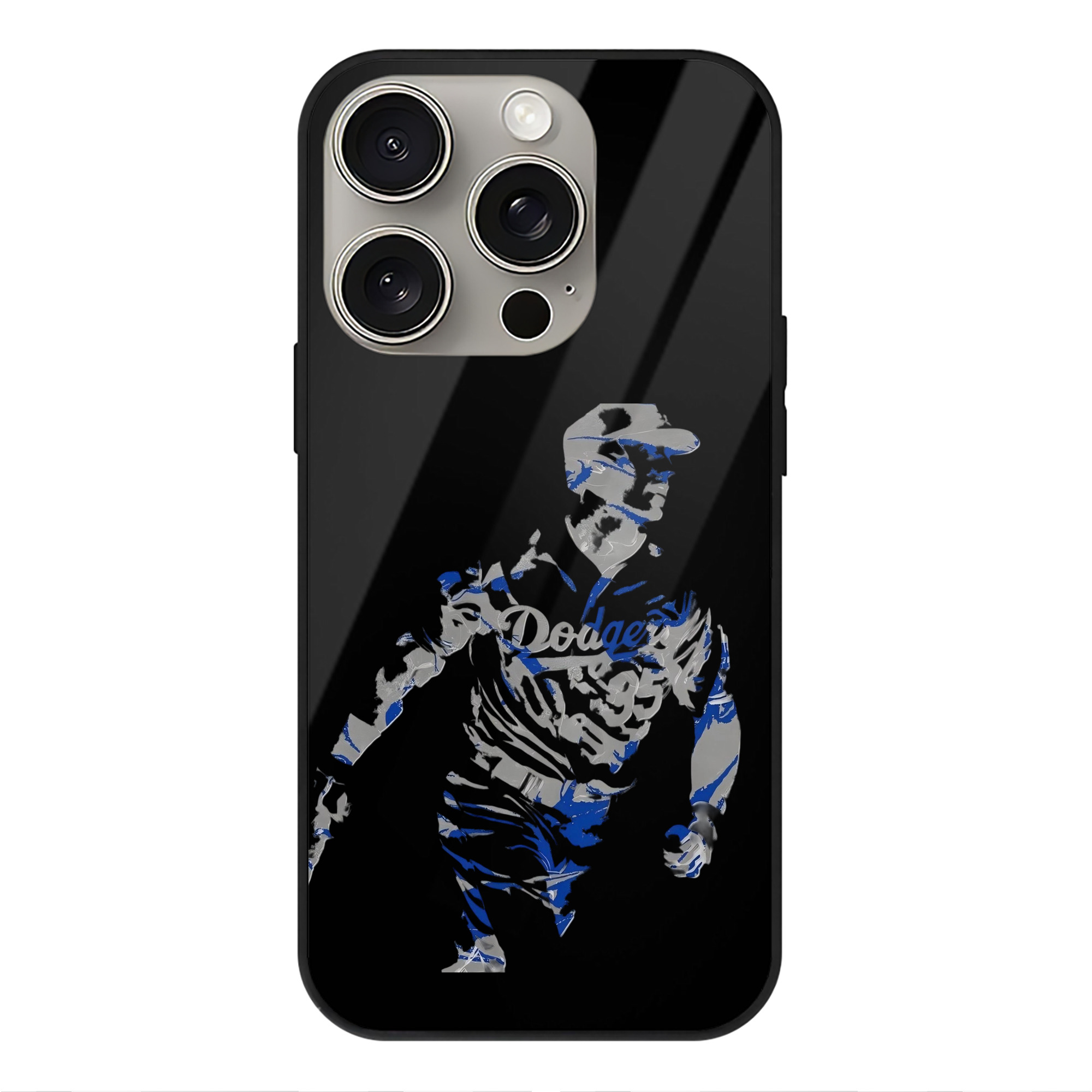 Cody Bellinger 5 IPhone 15 Pro Mirror Phone Case – UV Printed Glass + TPU – Scratch-Resistant, Wireless Charging Compatible, Precise Fit & Stylish Design