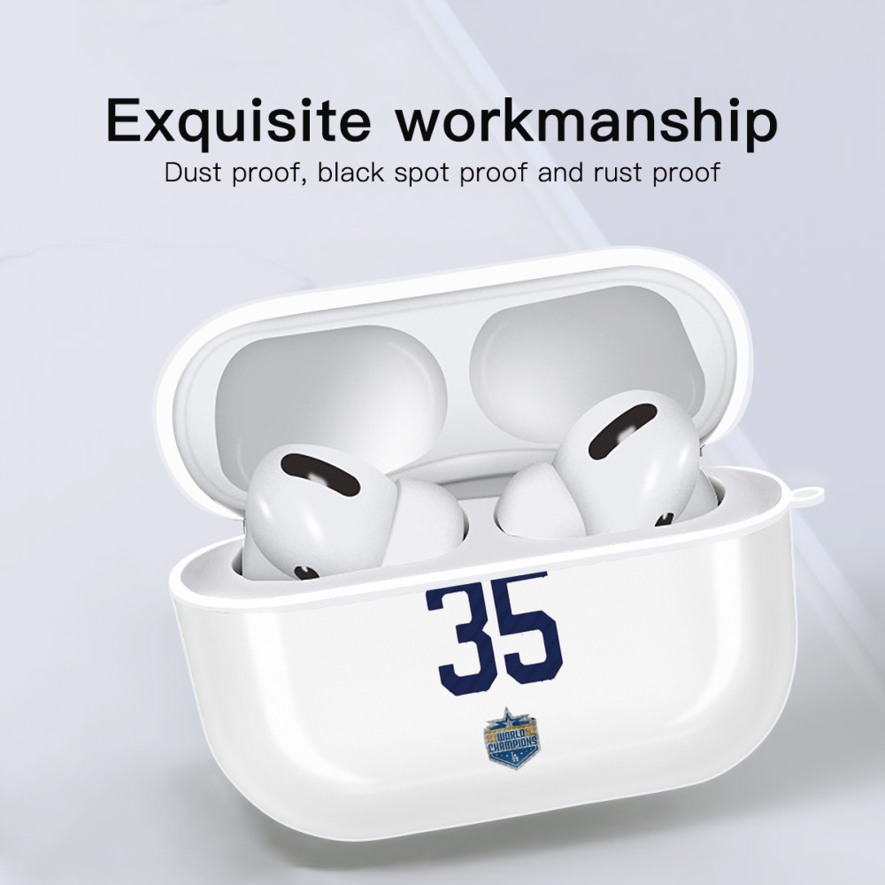 Cody Bellinger 2 AirPods Pro Hard Case White With Keychain, Durable Flexible PC, Precise Cutouts, Anti-Fingerprint, Yellowing & Scratch Resistant, Full Protection, Washable