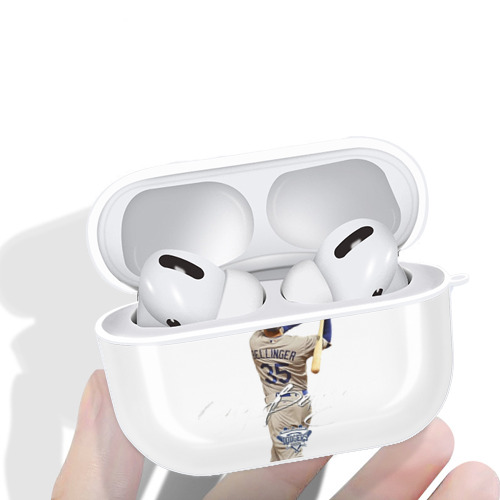 Cody Bellinger 3 AirPods Pro Hard Case White With Keychain, Durable Flexible PC, Precise Cutouts, Anti-Fingerprint, Yellowing & Scratch Resistant, Full Protection, Washable