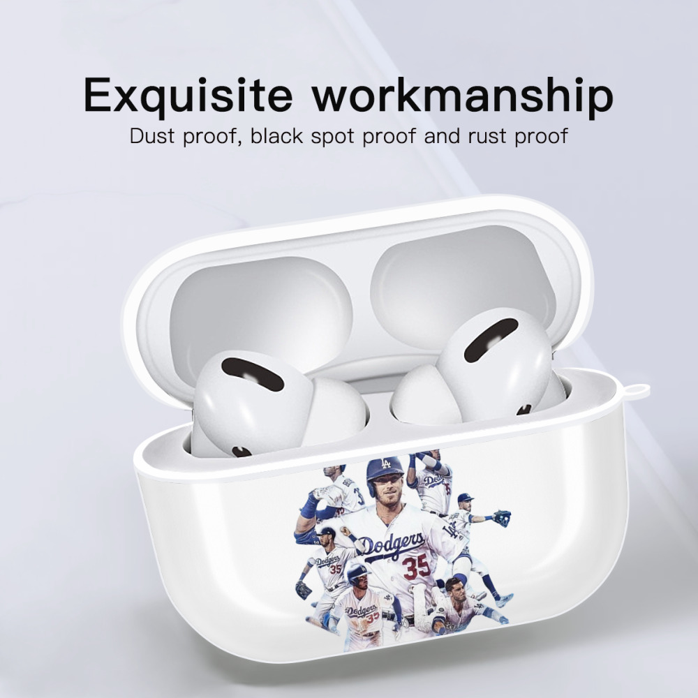 Cody Bellinger 4 AirPods Pro Hard Case White With Keychain, Durable Flexible PC, Precise Cutouts, Anti-Fingerprint, Yellowing & Scratch Resistant, Full Protection, Washable