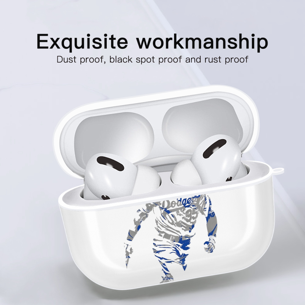Cody Bellinger 5 AirPods Pro Hard Case White With Keychain, Durable Flexible PC, Precise Cutouts, Anti-Fingerprint, Yellowing & Scratch Resistant, Full Protection, Washable
