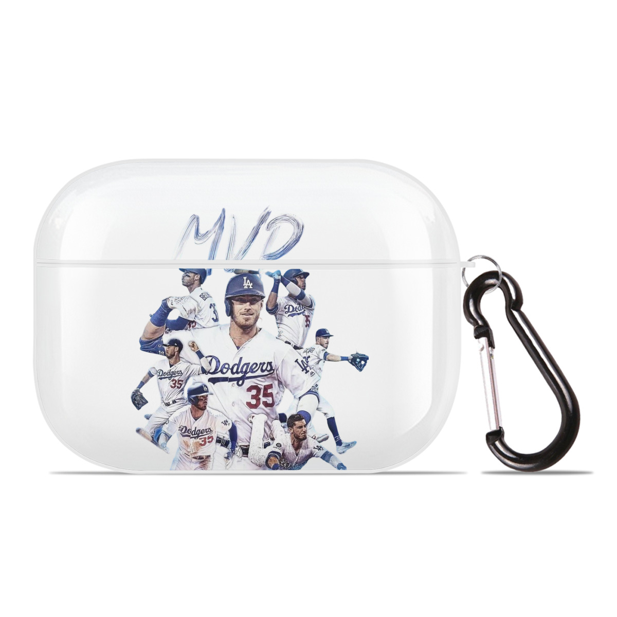 Cody Bellinger 4 AirPods Pro Hard Case White With Keychain, Durable Flexible PC, Precise Cutouts, Anti-Fingerprint, Yellowing & Scratch Resistant, Full Protection, Washable