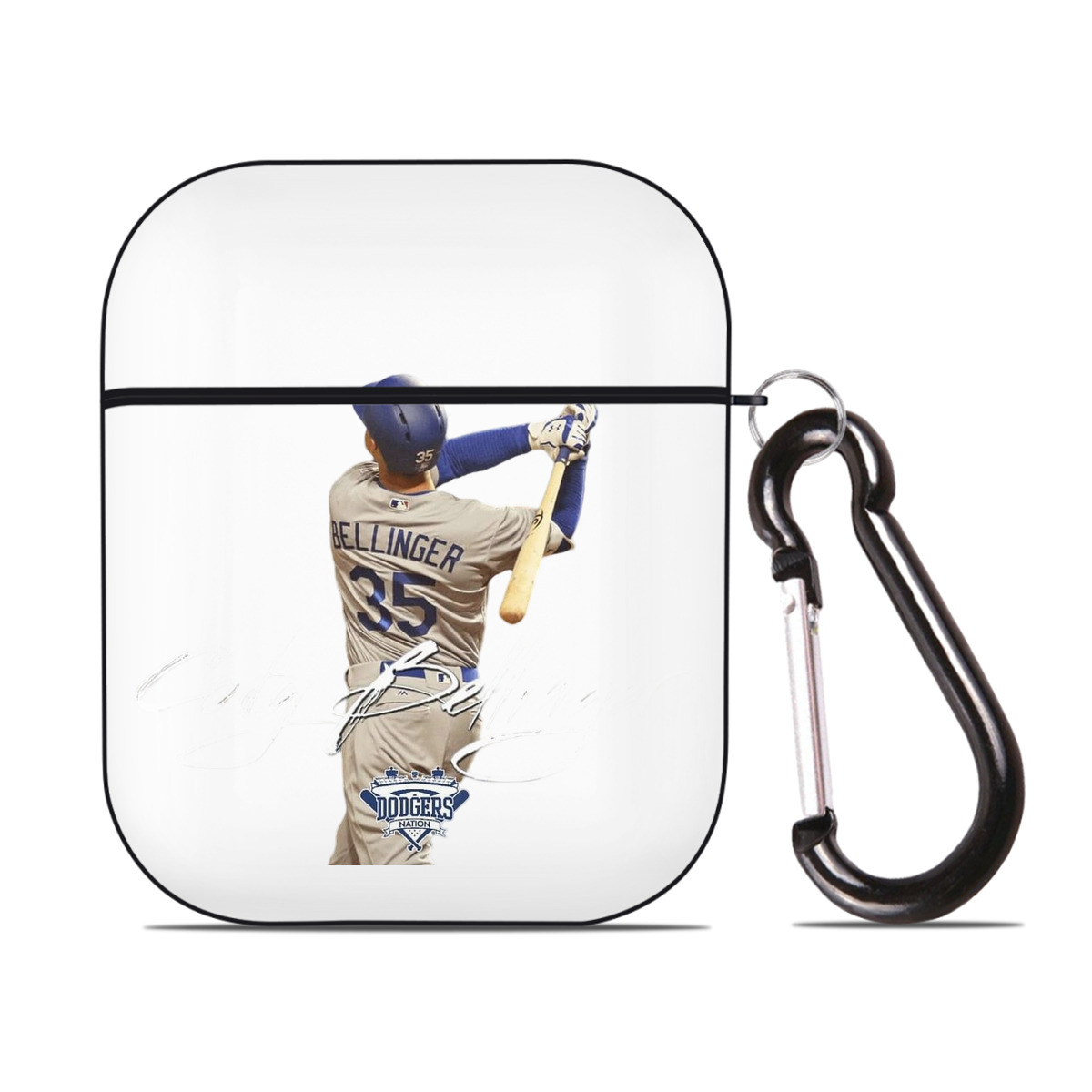 Cody Bellinger 3 AirPods 2 Case Hard Shell Black, Flexible PC Material, Precise Cutouts, Full Protection, Anti-Fingerprint, Washable, Includes Keychain – Durable & Slim Design