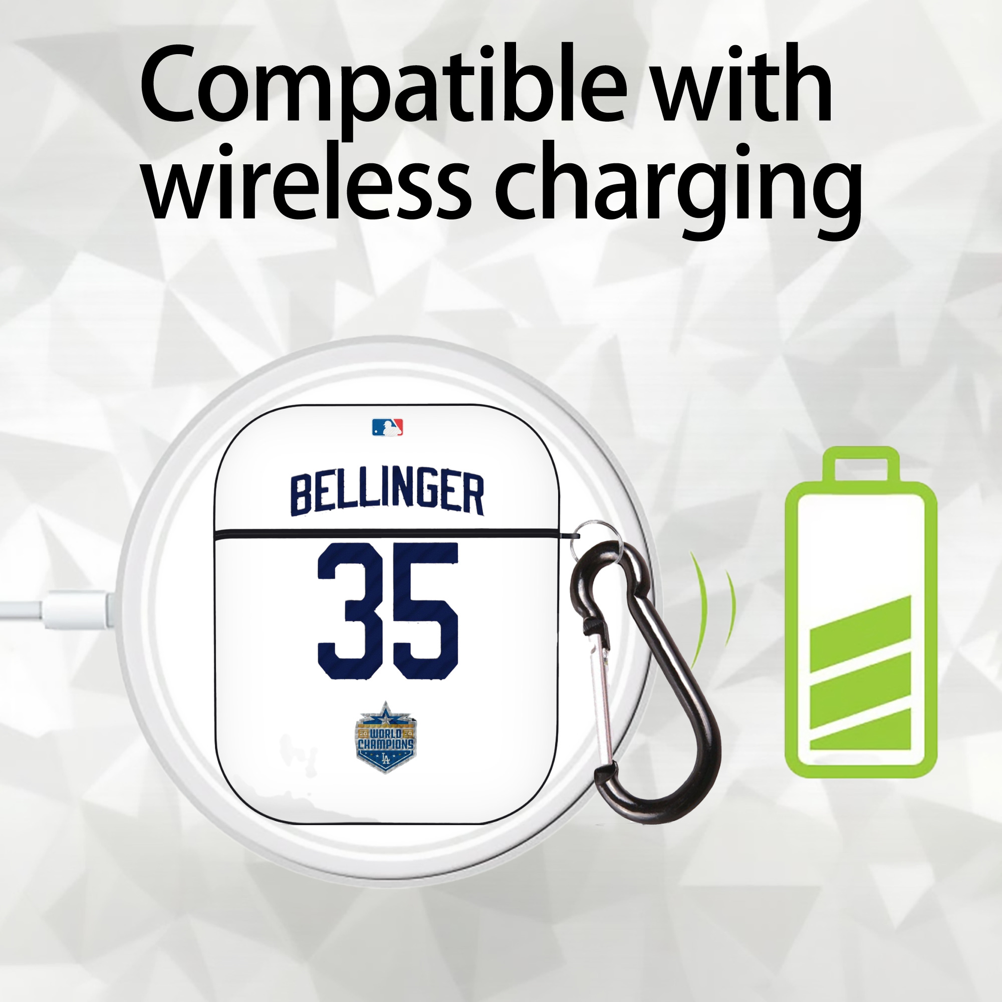 Cody Bellinger 2 AirPods 2 Case Hard Shell Black, Flexible PC Material, Precise Cutouts, Full Protection, Anti-Fingerprint, Washable, Includes Keychain – Durable & Slim Design