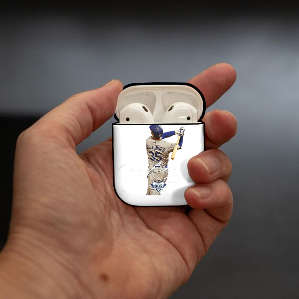 Cody Bellinger 3 AirPods 2 Case Hard Shell Black, Flexible PC Material, Precise Cutouts, Full Protection, Anti-Fingerprint, Washable, Includes Keychain – Durable & Slim Design