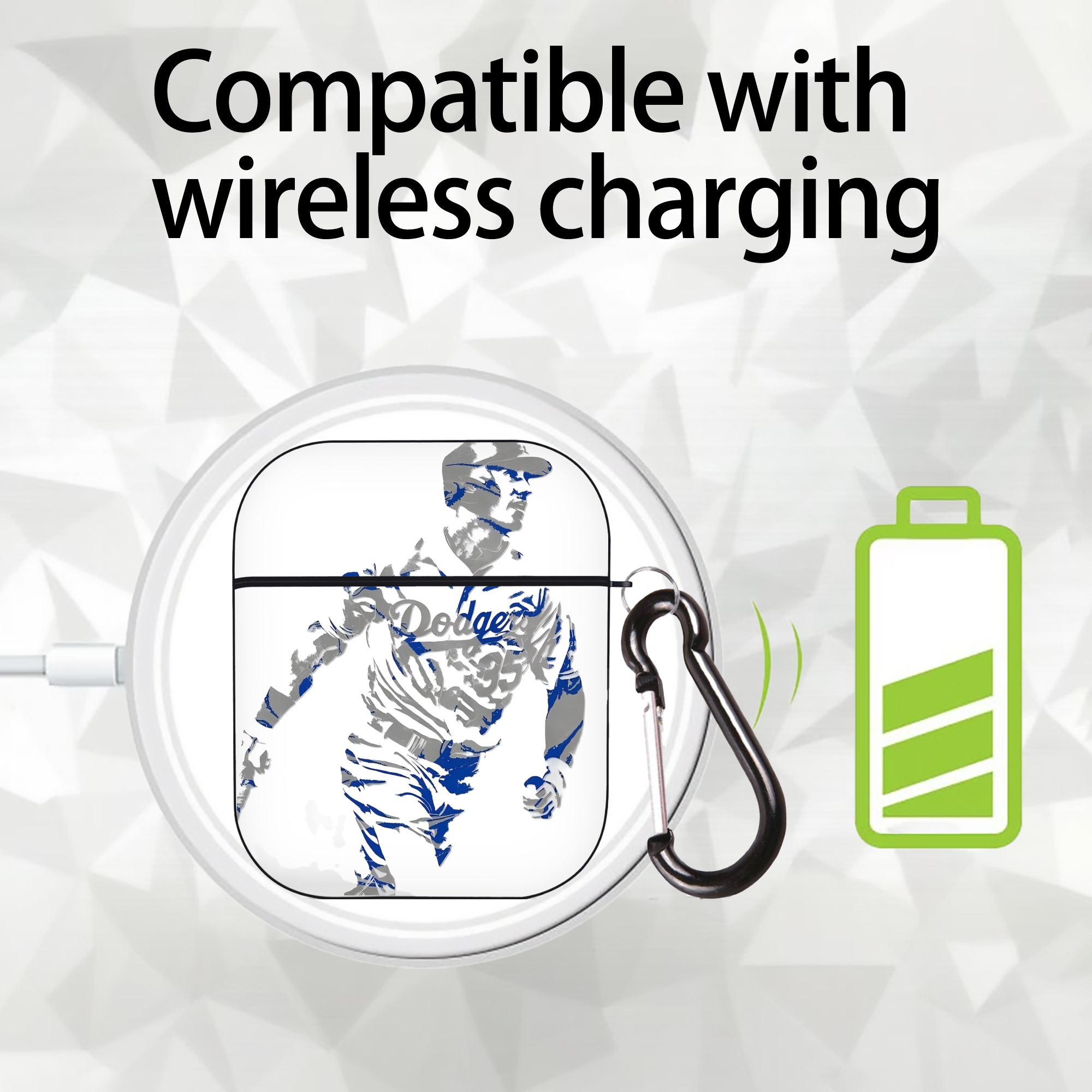 Cody Bellinger 5 AirPods 2 Case Hard Shell Black, Flexible PC Material, Precise Cutouts, Full Protection, Anti-Fingerprint, Washable, Includes Keychain – Durable & Slim Design