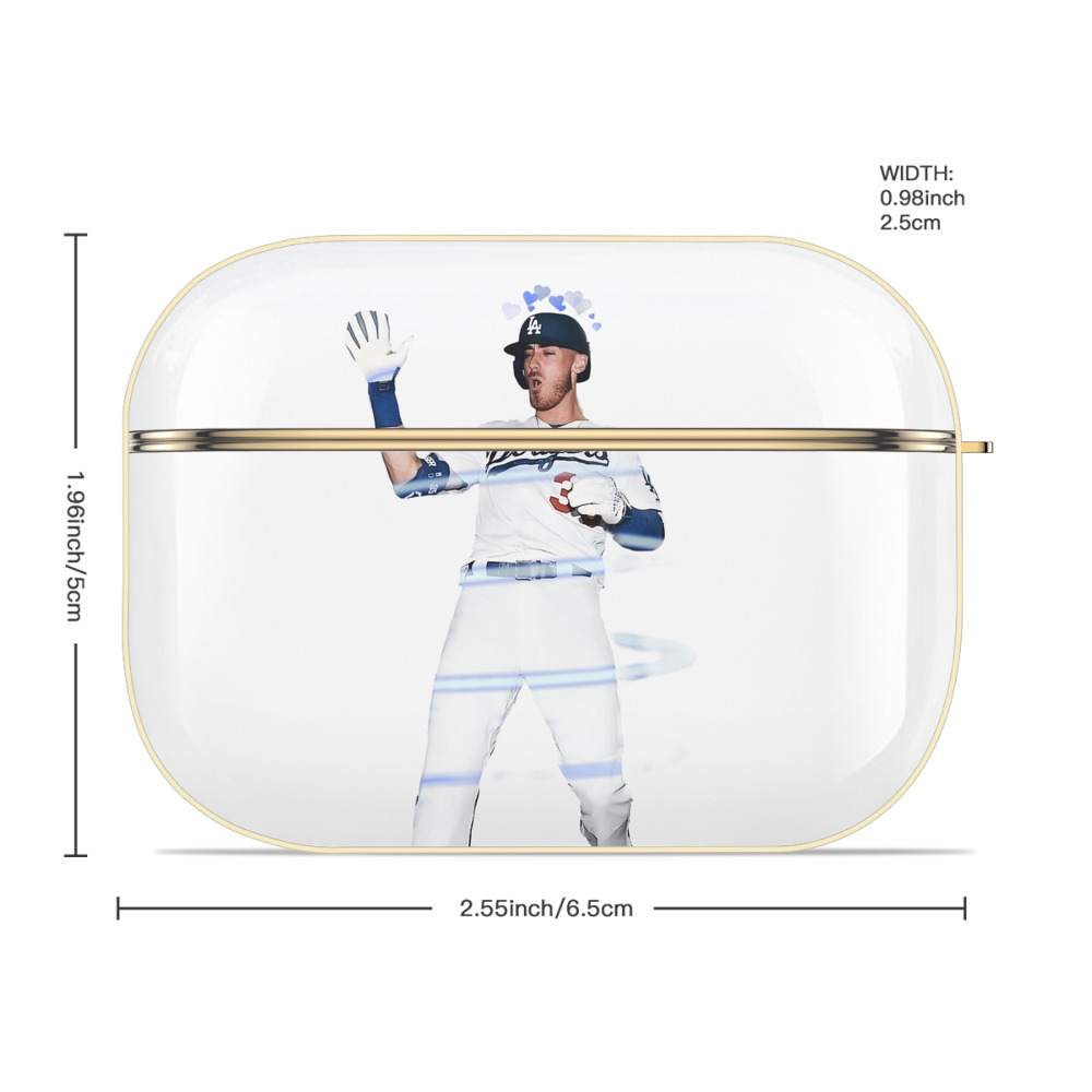 Cody Bellinger 1 Luxury Gold AirPods Pro Case With Keychain, Flexible PC Material, Full Protection, Precise Cutouts, Anti-Fingerprint, Washable, Durable Design
