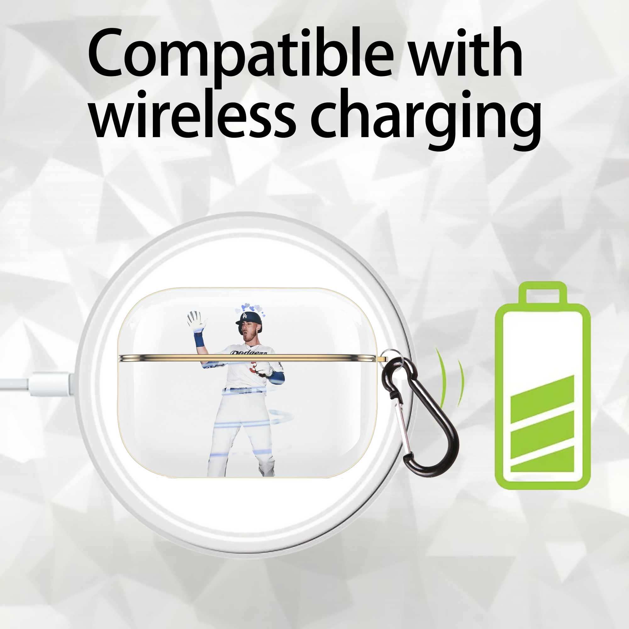 Cody Bellinger 1 Luxury Gold AirPods Pro Case With Keychain, Flexible PC Material, Full Protection, Precise Cutouts, Anti-Fingerprint, Washable, Durable Design