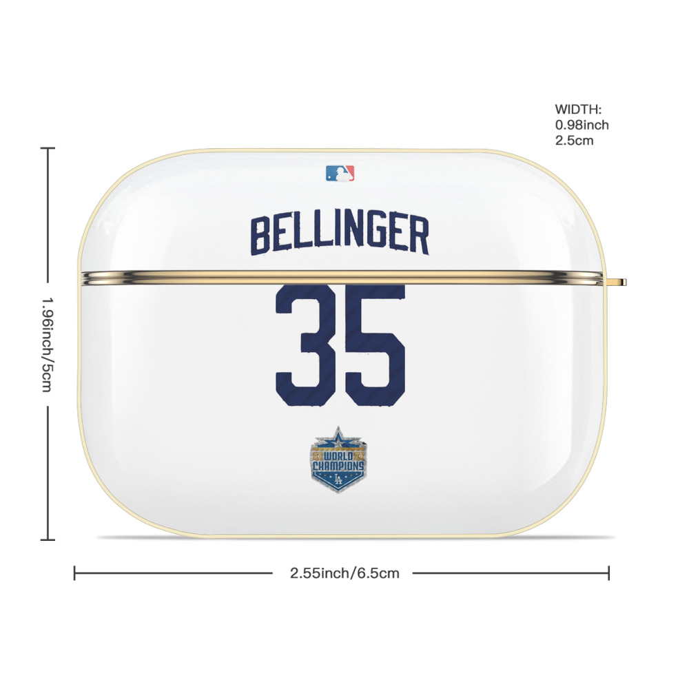 Cody Bellinger 2 Luxury Gold AirPods Pro Case With Keychain, Flexible PC Material, Full Protection, Precise Cutouts, Anti-Fingerprint, Washable, Durable Design