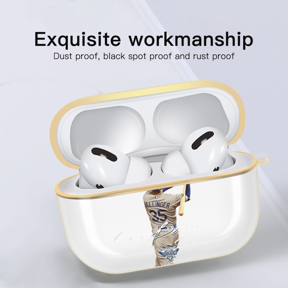 Cody Bellinger 3 Luxury Gold AirPods Pro Case With Keychain, Flexible PC Material, Full Protection, Precise Cutouts, Anti-Fingerprint, Washable, Durable Design