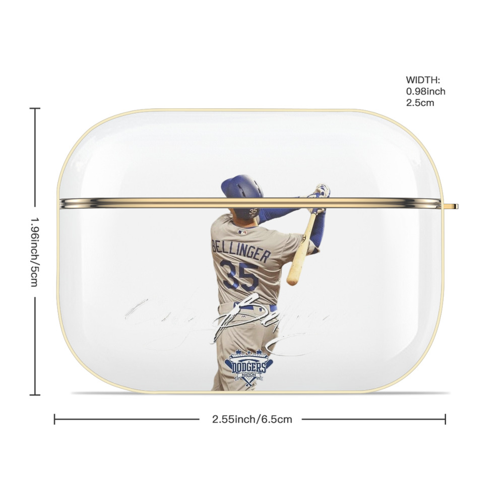 Cody Bellinger 3 Luxury Gold AirPods Pro Case With Keychain, Flexible PC Material, Full Protection, Precise Cutouts, Anti-Fingerprint, Washable, Durable Design