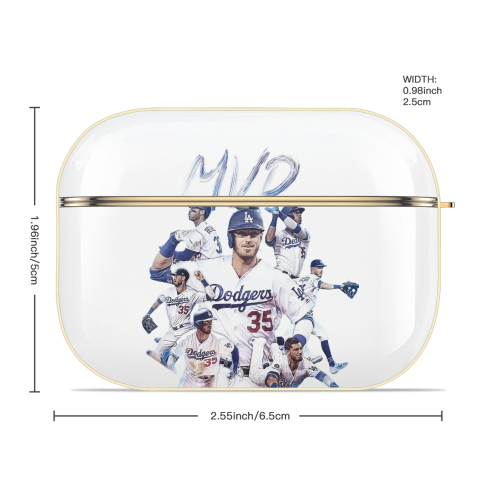 Cody Bellinger 4 Luxury Gold AirPods Pro Case With Keychain, Flexible PC Material, Full Protection, Precise Cutouts, Anti-Fingerprint, Washable, Durable Design