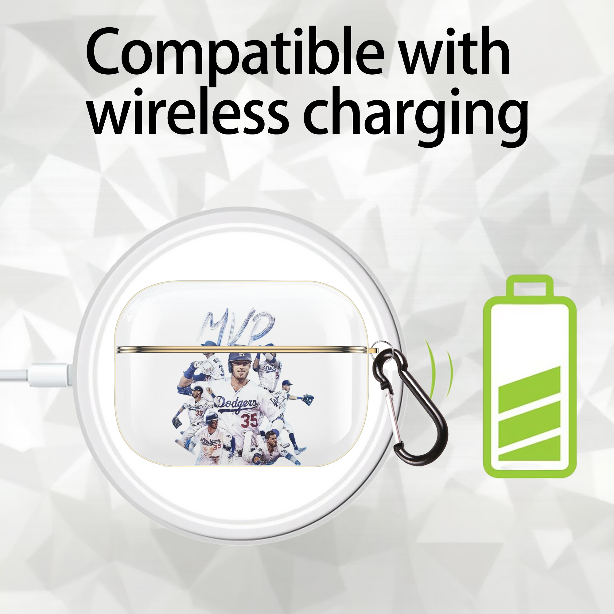 Cody Bellinger 4 Luxury Gold AirPods Pro Case With Keychain, Flexible PC Material, Full Protection, Precise Cutouts, Anti-Fingerprint, Washable, Durable Design