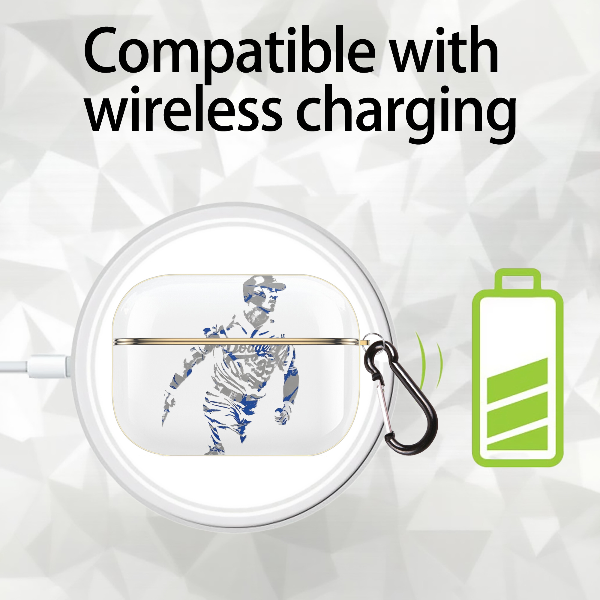 Cody Bellinger 5 Luxury Gold AirPods Pro Case With Keychain, Flexible PC Material, Full Protection, Precise Cutouts, Anti-Fingerprint, Washable, Durable Design