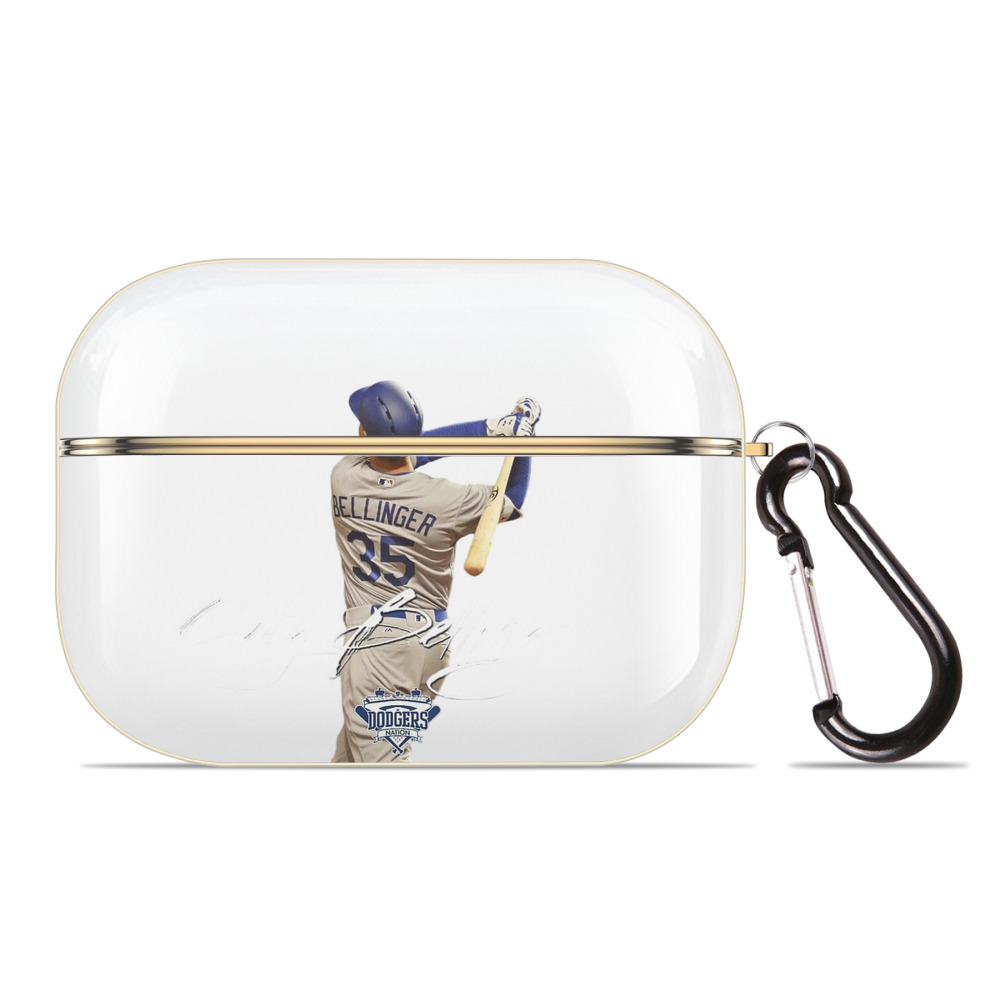 Cody Bellinger 3 Luxury Gold AirPods Pro Case With Keychain, Flexible PC Material, Full Protection, Precise Cutouts, Anti-Fingerprint, Washable, Durable Design