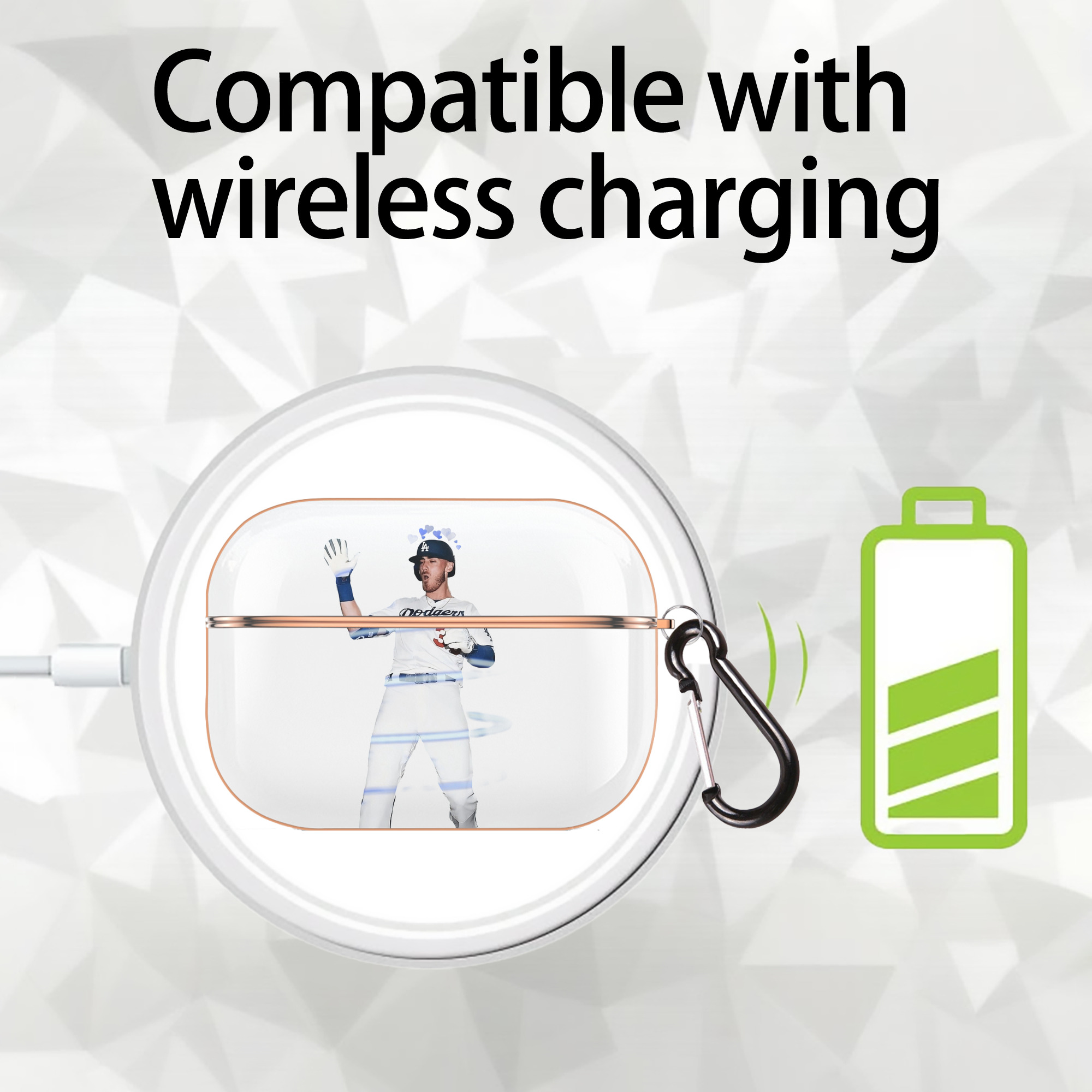 Cody Bellinger 1 AirPods Pro Protective Case Rose Gold, Flexible PC Material, Precise Fit, Anti-Slip Cover, Full Protection, Fingerprint Resistant, Washable With Keychain