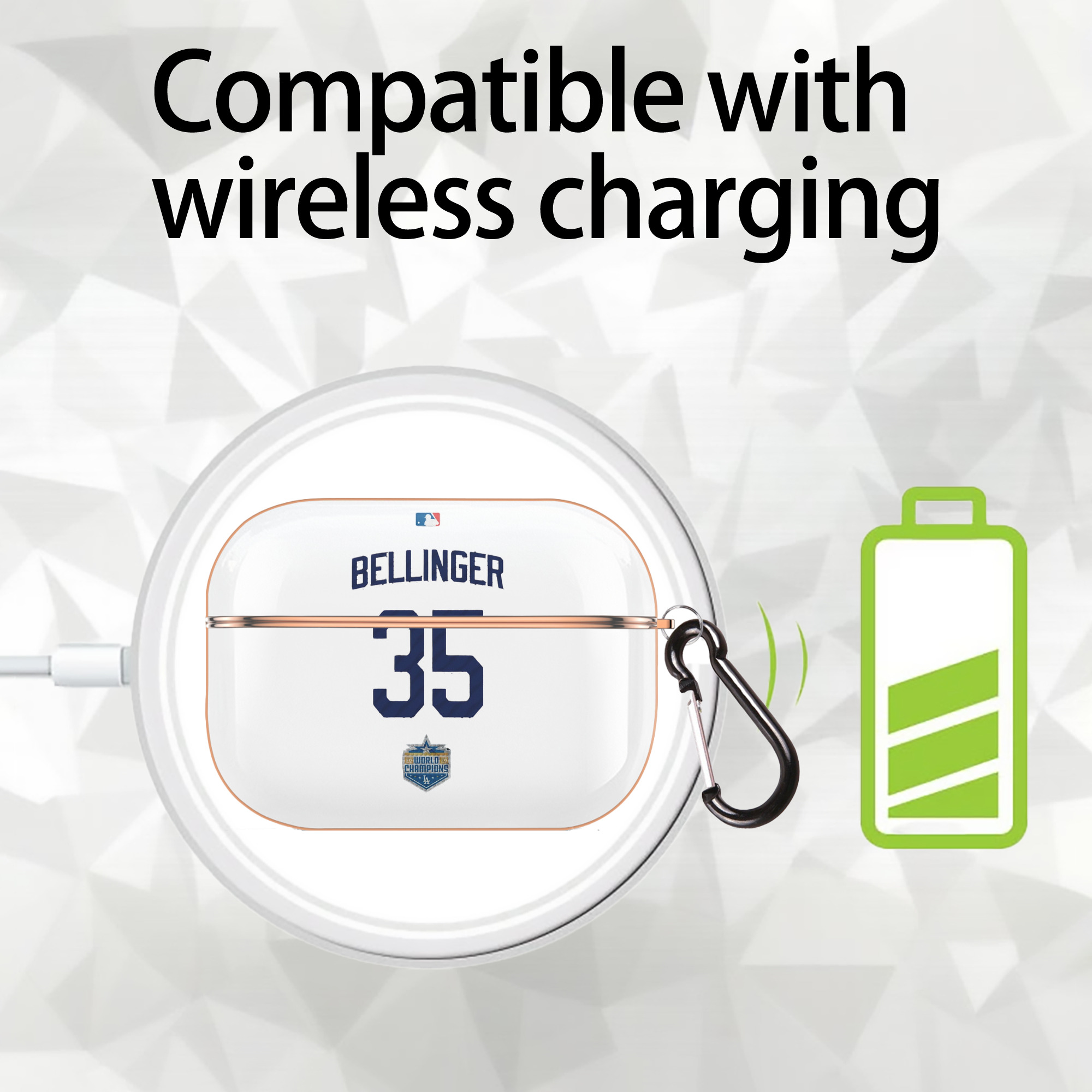 Cody Bellinger 2 AirPods Pro Protective Case Rose Gold, Flexible PC Material, Precise Fit, Anti-Slip Cover, Full Protection, Fingerprint Resistant, Washable With Keychain