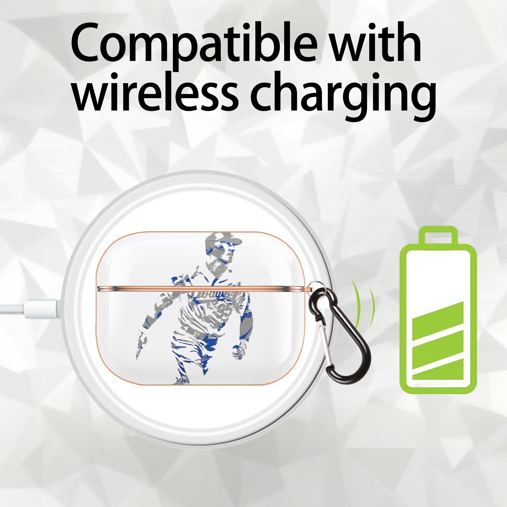 Cody Bellinger 5 AirPods Pro Protective Case Rose Gold, Flexible PC Material, Precise Fit, Anti-Slip Cover, Full Protection, Fingerprint Resistant, Washable With Keychain