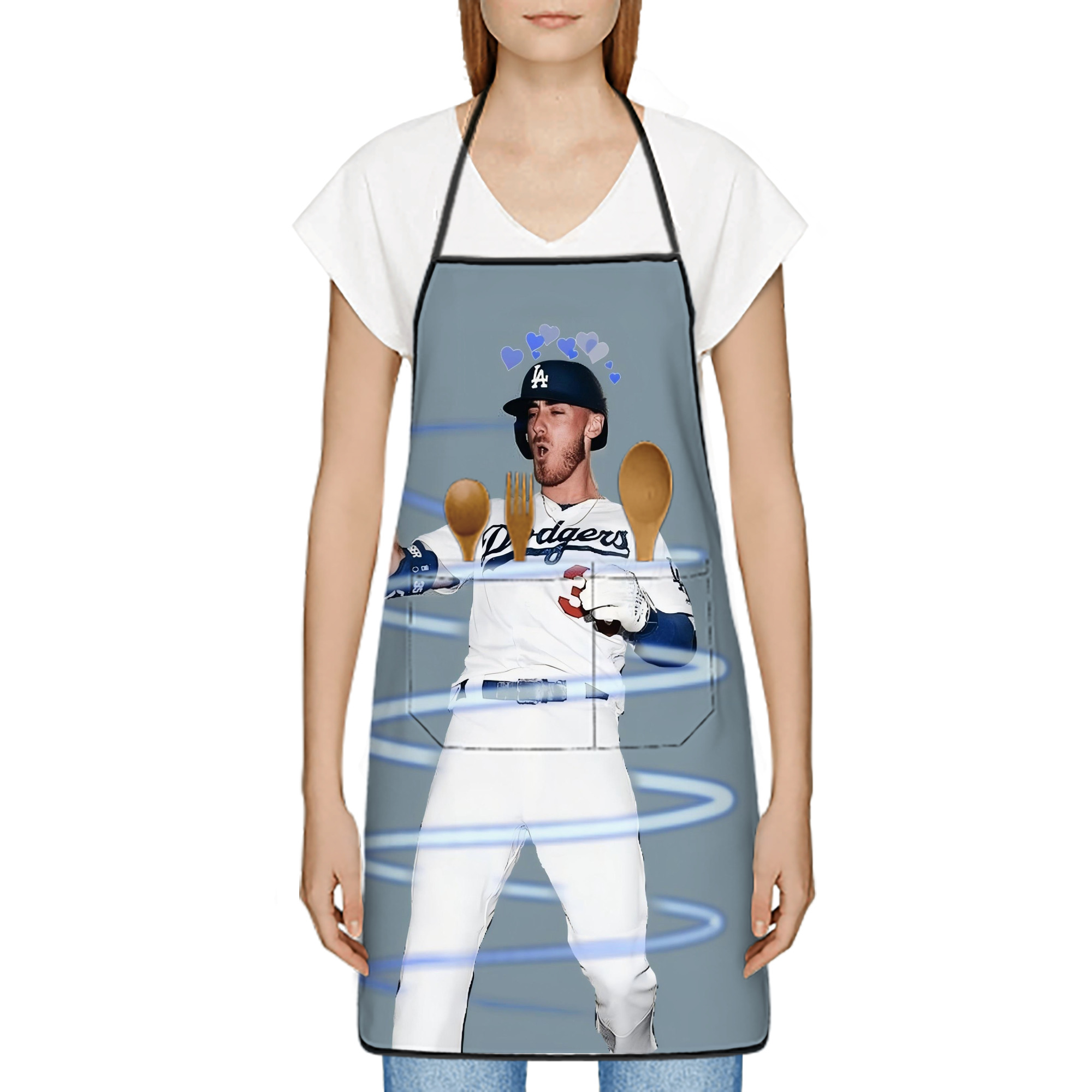 Cody Bellinger 1 Stain-Resistant Polyester Apron With Pocket – Full Print, Waterproof, Anti-Wrinkle, Anti-Pilling – Ideal For Kitchen, BBQ, Restaurant, Salon & More