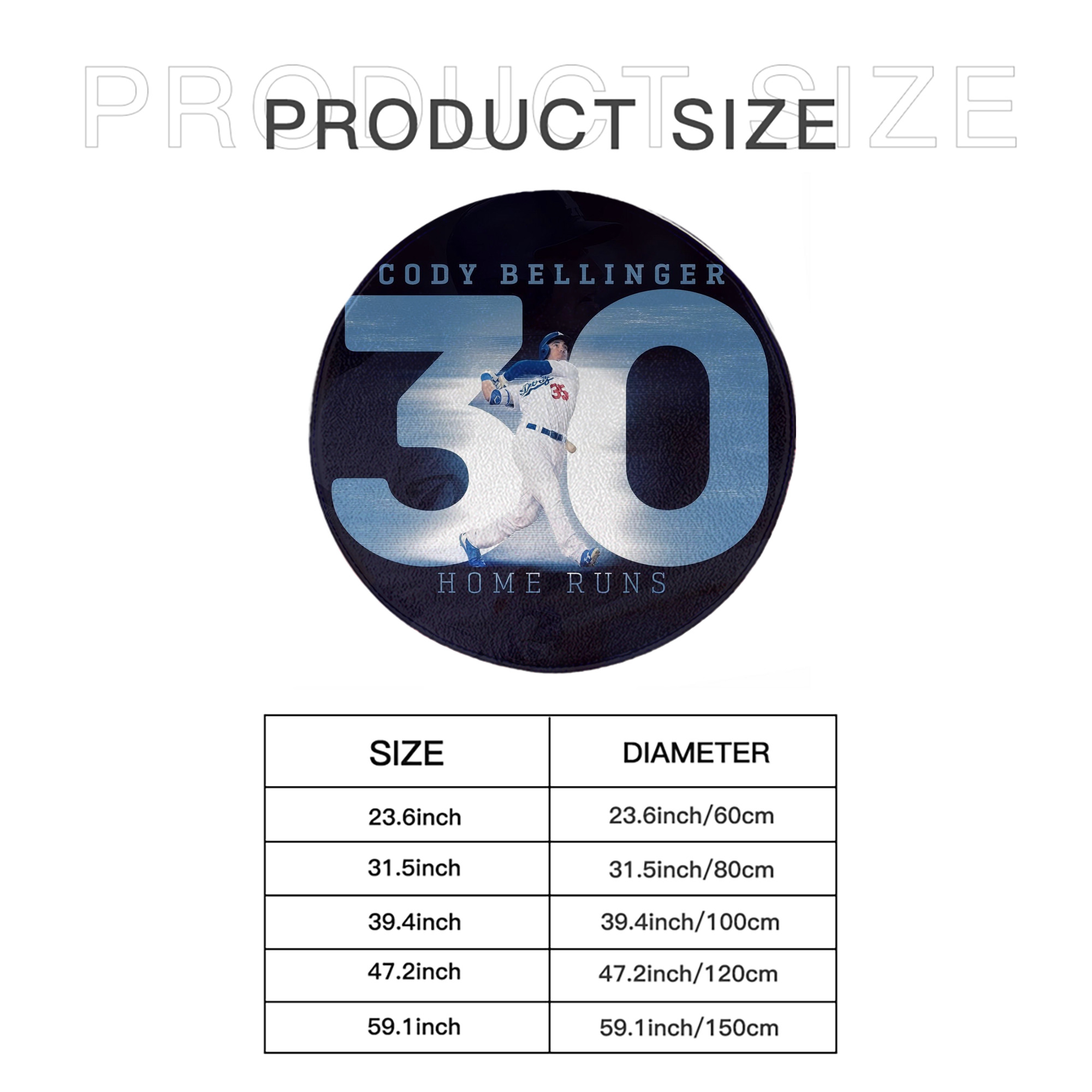 Cody Bellinger 2 Round Floor Mat – Soft Flannel & High-Density Sponge Core – Non-Slip Dot Backing – Durable Stitched Edges – Quick-Dry & Breathable – Perfect For Home, Bathroom & Living Room